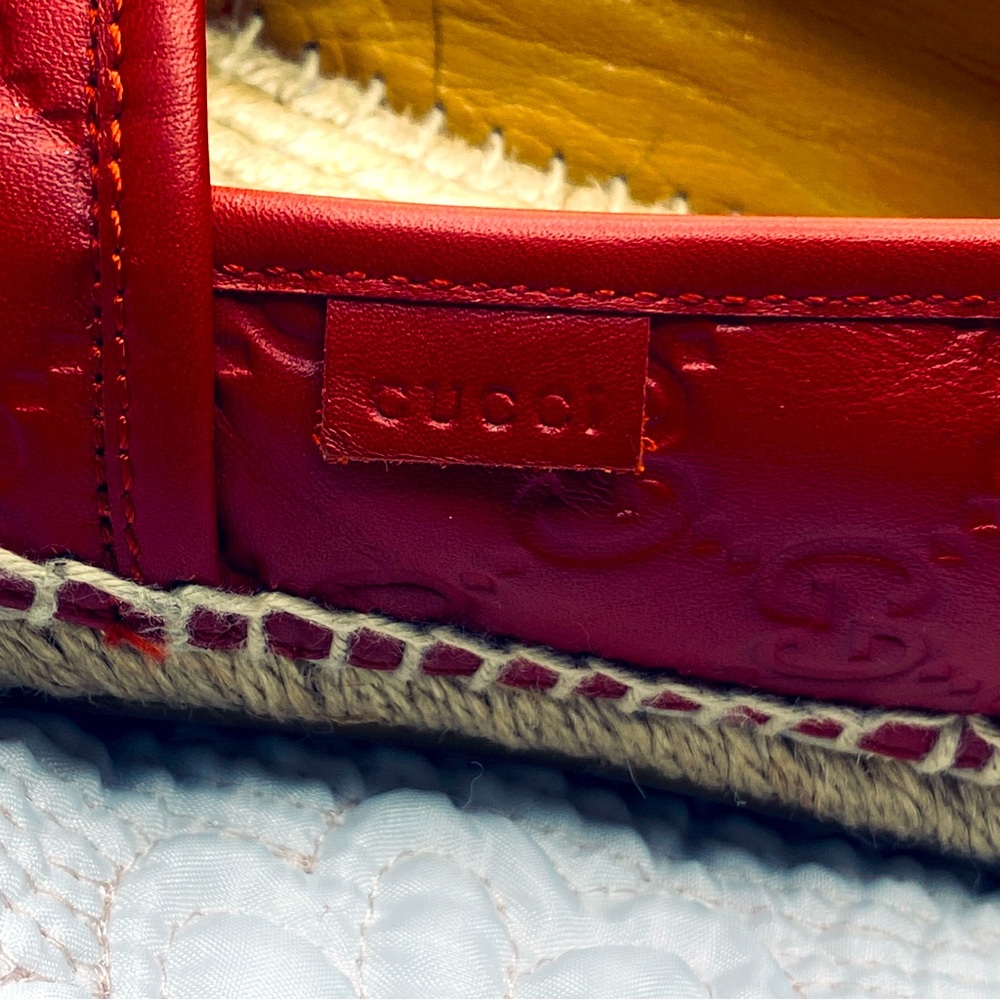 Gucci Red Leather Espadrilles with GG Signature Size 38 - Picture 5 of 10